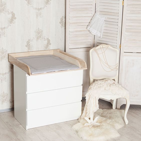 Puckdaddy Wickelaufsatz für IKEA Malm Kommode - Holz mit Trennfach