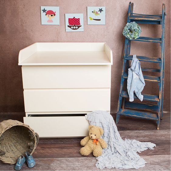 Puckdaddy Wickelaufsatz für IKEA Malm Kommode - Rund - Weiß