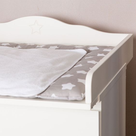 Puckdaddy Wickelaufsatz für IKEA Malm Kommode - Stern M - Weiß