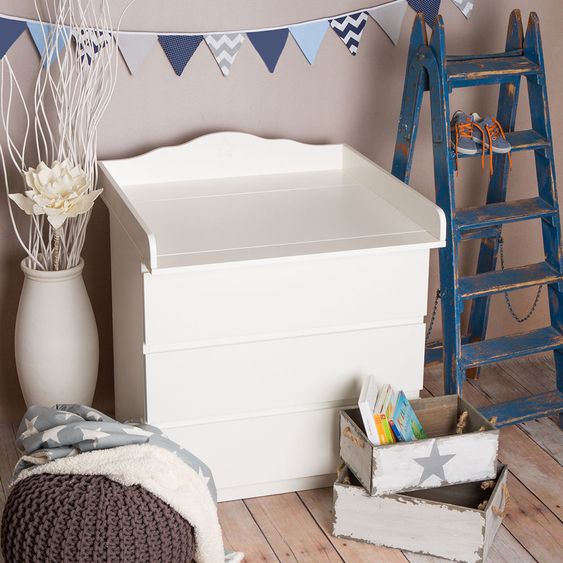 Puckdaddy Wickelaufsatz für IKEA Malm Kommode - Stern M - Weiß