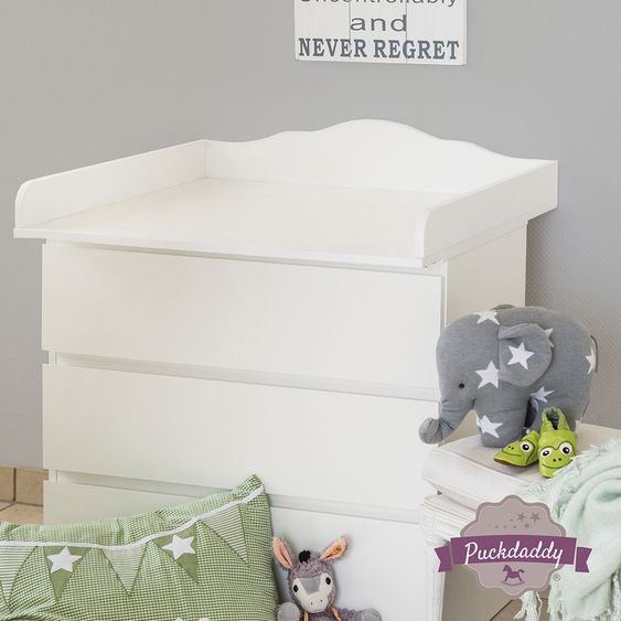 Puckdaddy Wickelaufsatz für IKEA Malm Kommode - Wolke 4 - Weiß