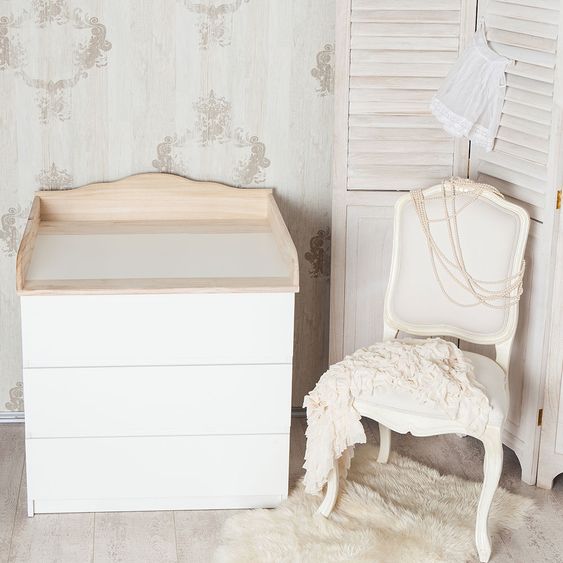 Puckdaddy Wickelaufsatz für IKEA Malm Kommode - Wolke - Naturholz