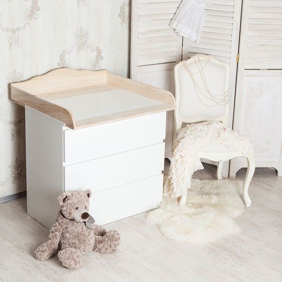 Puckdaddy Wickelaufsatz für IKEA Malm Kommode - Wolke - Naturholz