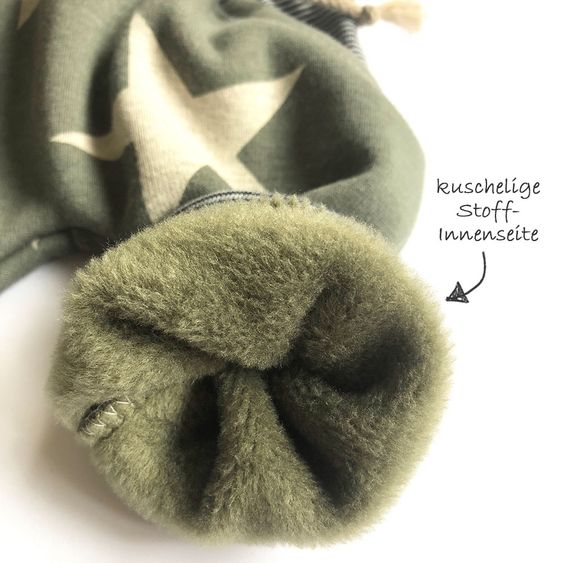 Puschl deluxe Baby Pumphose mit Fleece Sterne - Khaki / Schwarz - Gr. 50/56