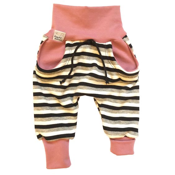 Puschl deluxe Baby Pumphose mit Fleece Streifen - Rosa - Gr. 50/56