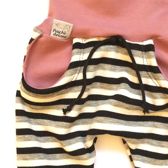 Puschl deluxe Baby Pumphose mit Fleece Streifen - Rosa - Gr. 50/56