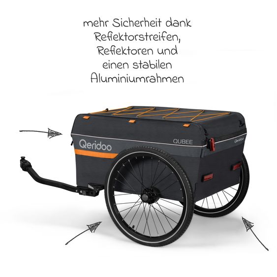 Qeridoo Bicycle load trailer Qubee with coupling capacity 130 liter volume - Grey