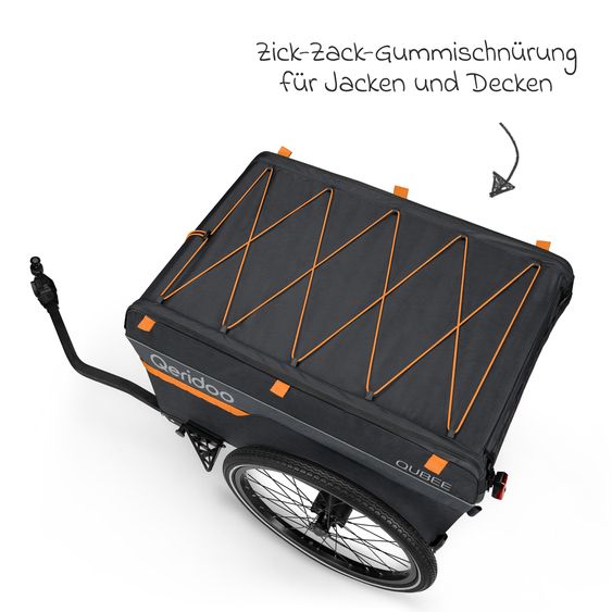 Qeridoo Bicycle load trailer Qubee with coupling capacity 130 liter volume - Grey