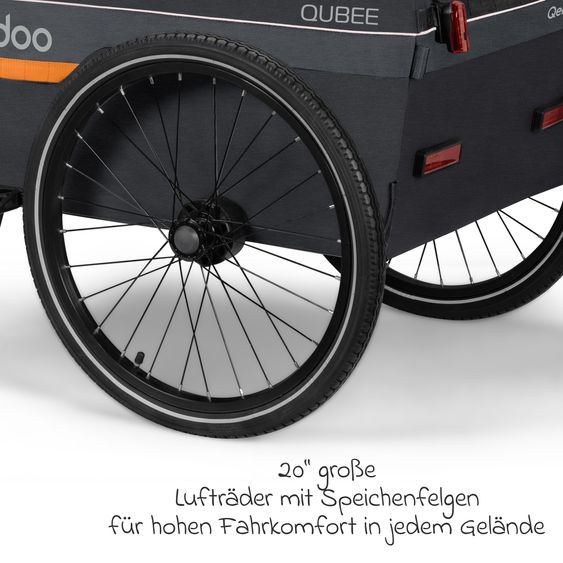 Qeridoo Bicycle load trailer Qubee with coupling capacity 130 liter volume - Grey