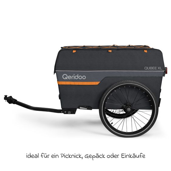 Qeridoo Bicycle load trailer Qubee XL with coupling capacity 220 liter volume - Grey