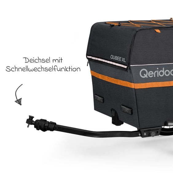 Qeridoo Bicycle load trailer Qubee XL with coupling capacity 220 liter volume - Grey