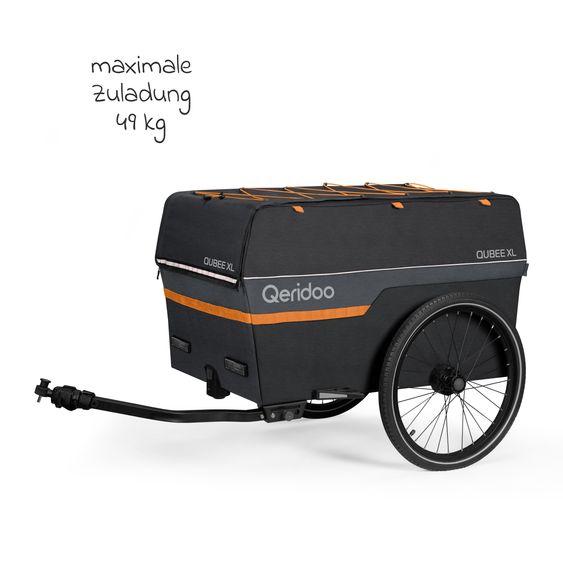 Qeridoo Bicycle load trailer Qubee XL with coupling capacity 220 liter volume - Grey