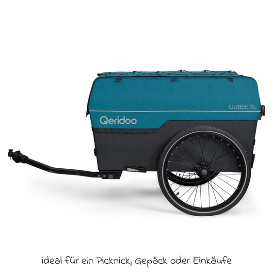 Qeridoo Bicycle load trailer Qubee XL with coupling capacity 220 liter volume - Limited Edition - Petrol