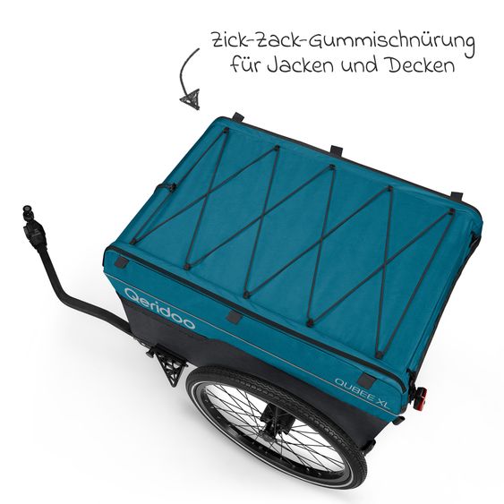 Qeridoo Bicycle load trailer Qubee XL with coupling capacity 220 liter volume - Limited Edition - Petrol