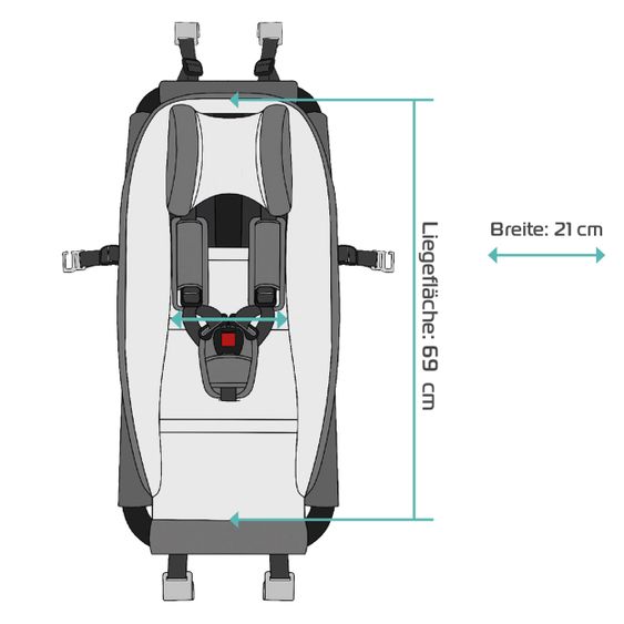 Qeridoo Hängematte mit Sicherheitsrahmen für Qeridoo Fahrradanhänger - Grau