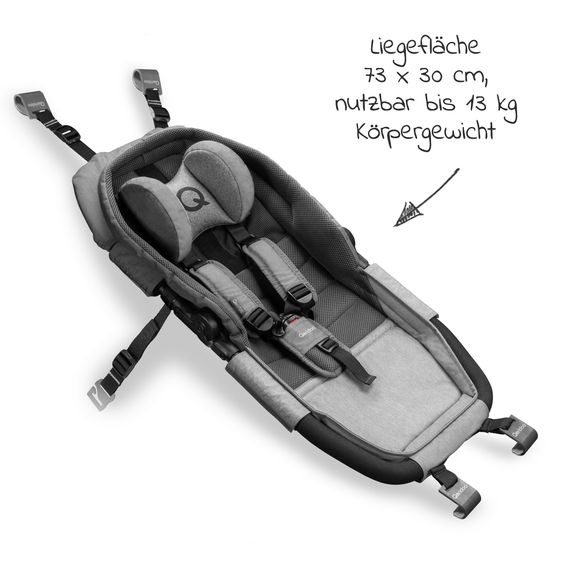 Qeridoo Hängematte Plus mit Sicherheitsrahmen für Babytransport - Grau