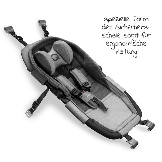 Qeridoo Hängematte Plus mit Sicherheitsrahmen für Babytransport - Grau