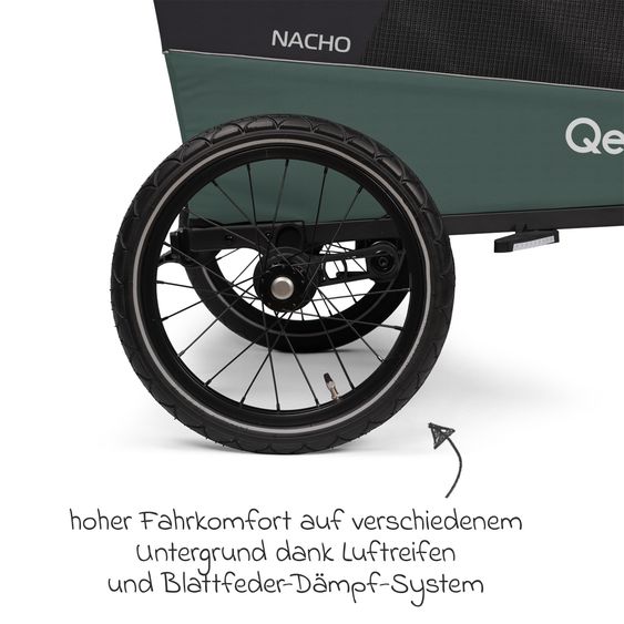 Qeridoo Hundeanhänger Nacho L auch als Buggy nutzbar mit Kupplung  bis 53,5 kg - Green