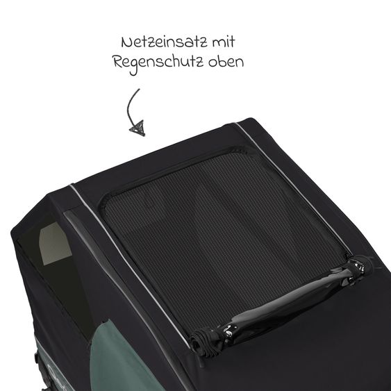 Qeridoo Hundeanhänger Nacho L auch als Buggy nutzbar mit Kupplung  bis 53,5 kg - Green