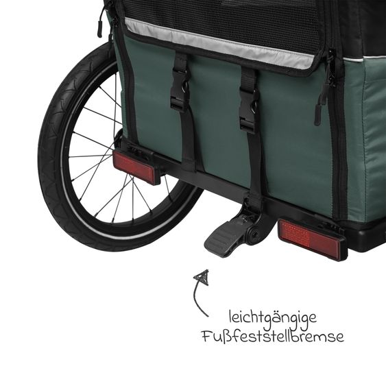 Qeridoo Hundeanhänger Nacho L auch als Buggy nutzbar mit Kupplung  bis 53,5 kg - Green