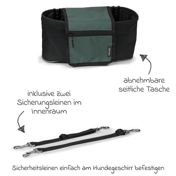 Qeridoo Hundeanhänger Nacho L auch als Buggy nutzbar mit Kupplung  bis 53,5 kg - Green