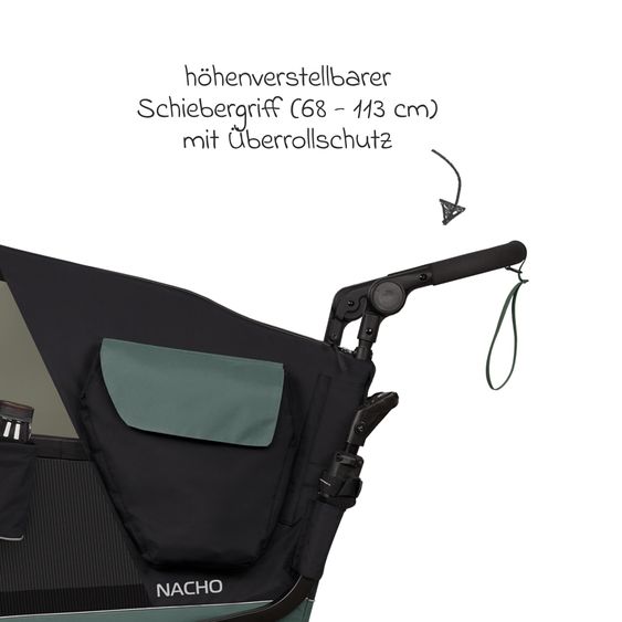 Qeridoo Hundeanhänger Nacho M auch als Buggy nutzbar mit Kupplung  bis 42 kg - Green