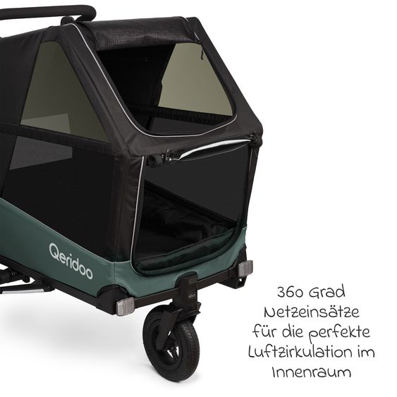 Qeridoo Hundeanhänger Nacho M auch als Buggy nutzbar mit Kupplung  bis 42 kg - Green