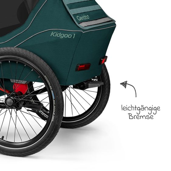 Qeridoo Kinderfahrradanhänger & Buggy Kidgoo 1 für 1 Kind (bis 50 kg) mit Kupplung, Dämpfsystem, XL-Kofferraum - Pacific Blue