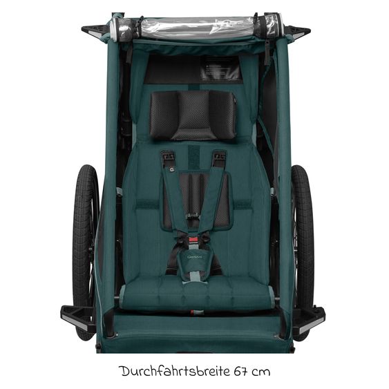 Qeridoo Kinderfahrradanhänger & Buggy Kidgoo 1 für 1 Kind (bis 50 kg) mit Kupplung, Dämpfsystem, XL-Kofferraum - Pacific Blue