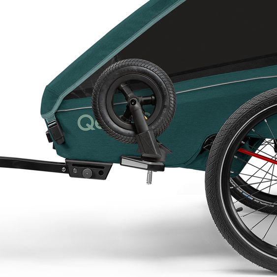 Qeridoo Kinderfahrradanhänger & Buggy Kidgoo 1 für 1 Kind (bis 50 kg) mit Kupplung, Dämpfsystem, XL-Kofferraum - Pacific Blue