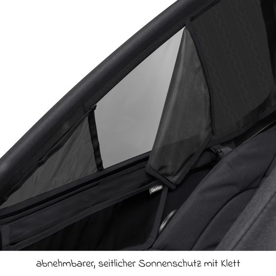 Qeridoo Kinderfahrradanhänger & Buggy Kidgoo 1 für 1 Kind (bis 50 kg) mit Kupplung, Dämpfsystem, XL-Kofferraum - Phantom Grey