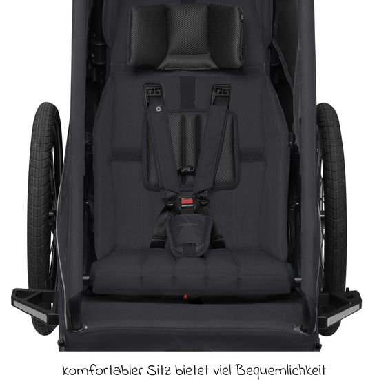 Qeridoo Kinderfahrradanhänger & Buggy Kidgoo 1 für 1 Kind (bis 50 kg) mit Kupplung, Dämpfsystem, XL-Kofferraum - Phantom Grey