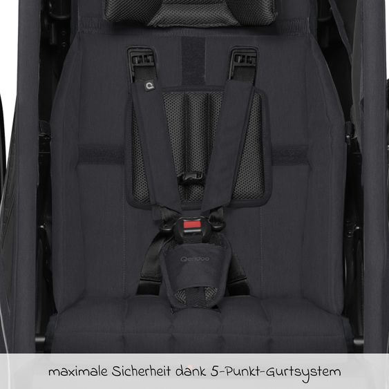 Qeridoo Kinderfahrradanhänger & Buggy Kidgoo 1 für 1 Kind (bis 50 kg) mit Kupplung, Dämpfsystem, XL-Kofferraum - Phantom Grey