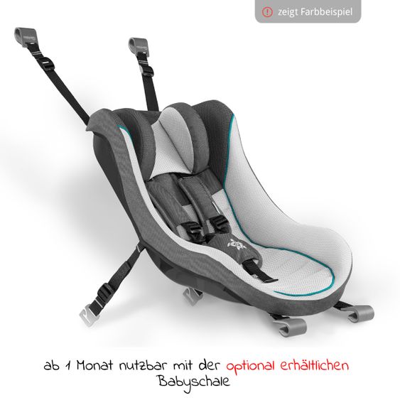 Qeridoo Kinderfahrradanhänger & Buggy Kidgoo 1 für 1 Kind mit Kupplung, Dämpfsystem, XL-Kofferraum (bis 50 kg) - Steel Grey