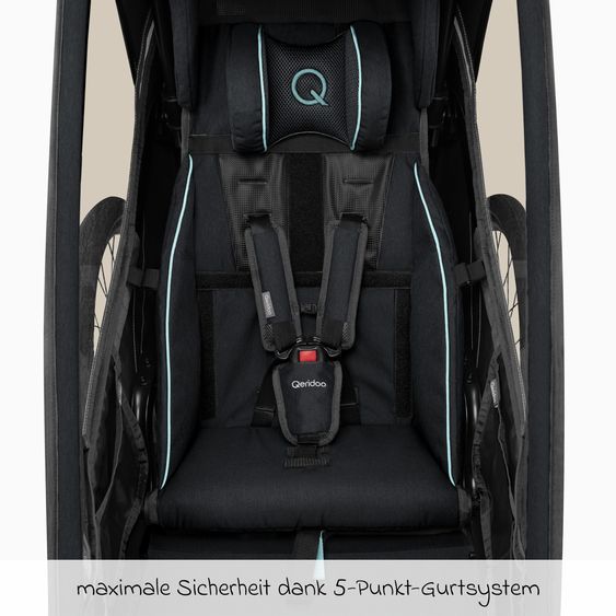 Qeridoo Kinderfahrradanhänger & Buggy Kidgoo 1 Sport für 1 Kind mit Kupplung, Blattfeder-Dämpfsystem (bis 50 kg) - Arctic Blue