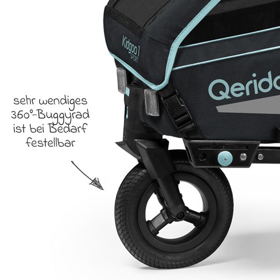 Qeridoo Kinderfahrradanhänger & Buggy Kidgoo 1 Sport für 1 Kind mit Kupplung, Blattfeder-Dämpfsystem (bis 50 kg) - Arctic Blue