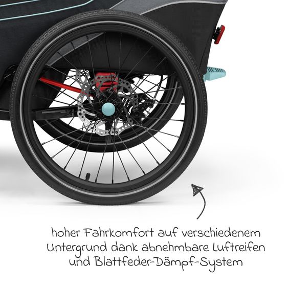 Qeridoo Kinderfahrradanhänger & Buggy Kidgoo 1 Sport für 1 Kind mit Kupplung, Blattfeder-Dämpfsystem (bis 50 kg) - Arctic Blue