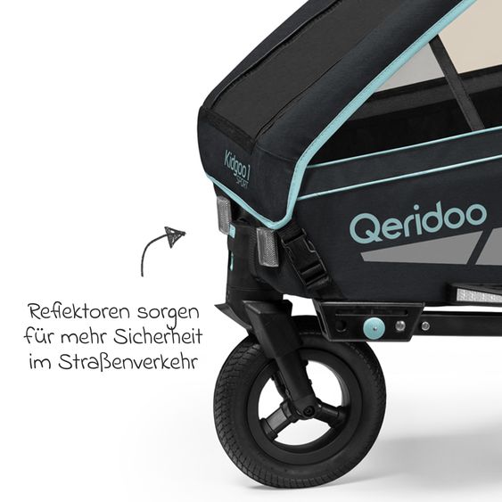 Qeridoo Kinderfahrradanhänger & Buggy Kidgoo 1 Sport für 1 Kind mit Kupplung, Blattfeder-Dämpfsystem (bis 50 kg) - Arctic Blue