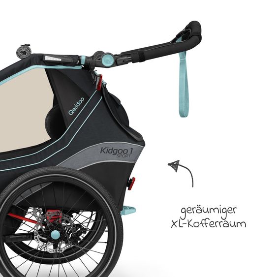 Qeridoo Kinderfahrradanhänger & Buggy Kidgoo 1 Sport für 1 Kind mit Kupplung, Blattfeder-Dämpfsystem (bis 50 kg) - Arctic Blue