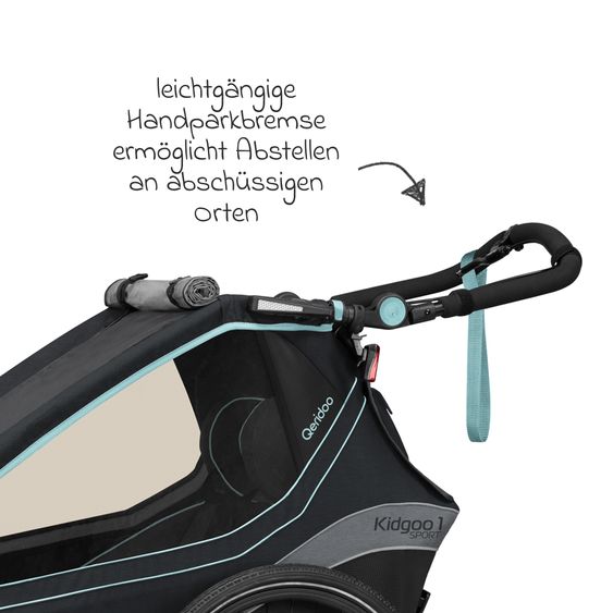 Qeridoo Kinderfahrradanhänger & Buggy Kidgoo 1 Sport für 1 Kind mit Kupplung, Blattfeder-Dämpfsystem (bis 50 kg) - Arctic Blue