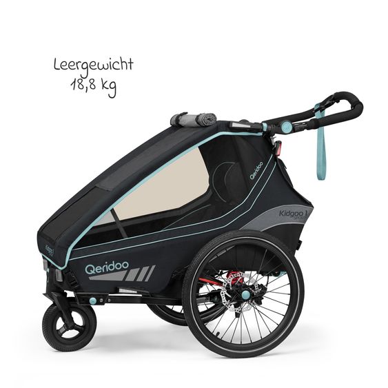 Qeridoo Kinderfahrradanhänger & Buggy Kidgoo 1 Sport für 1 Kind mit Kupplung, Blattfeder-Dämpfsystem (bis 50 kg) - Arctic Blue