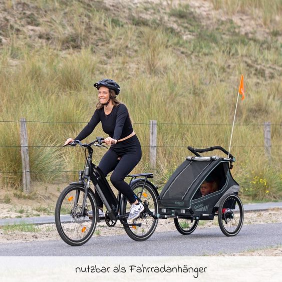 Qeridoo Kinderfahrradanhänger & Buggy Kidgoo 1 Sport für 1 Kind mit Kupplung, Blattfeder-Dämpfsystem (bis 50 kg) - Arctic Blue