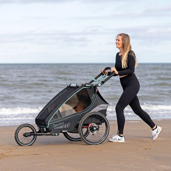 Qeridoo Kinderfahrradanhänger & Buggy Kidgoo 1 Sport für 1 Kind mit Kupplung, Blattfeder-Dämpfsystem (bis 50 kg) - Arctic Blue