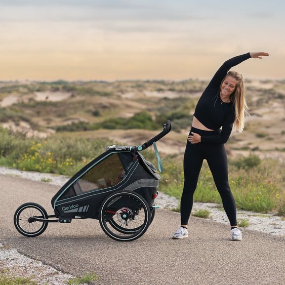 Qeridoo Kinderfahrradanhänger & Buggy Kidgoo 1 Sport für 1 Kind mit Kupplung, Blattfeder-Dämpfsystem (bis 50 kg) - Arctic Blue