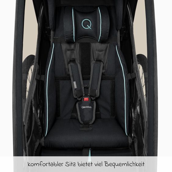 Qeridoo Kinderfahrradanhänger & Buggy Kidgoo 1 Sport für 1 Kind mit Kupplung, Blattfeder-Dämpfsystem (bis 50 kg) - Arctic Blue