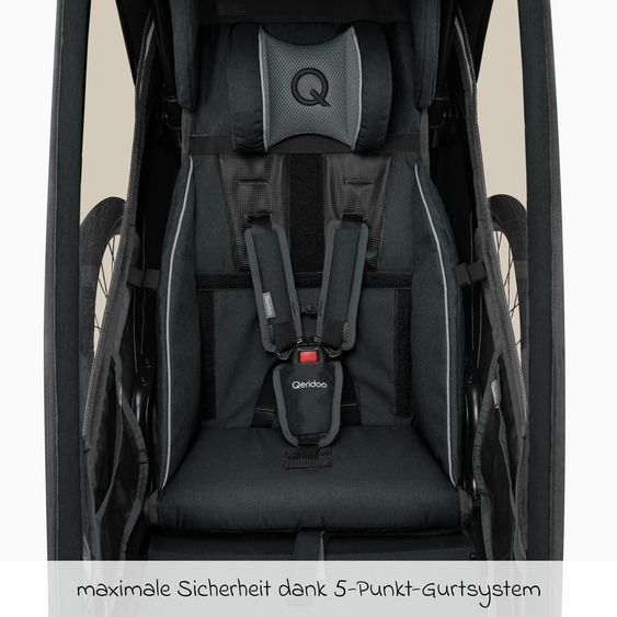 Qeridoo Kinderfahrradanhänger & Buggy Kidgoo 1 Sport für 1 Kind mit Kupplung, Blattfeder-Dämpfsystem (bis 50 kg) - Limited Edition - Grey