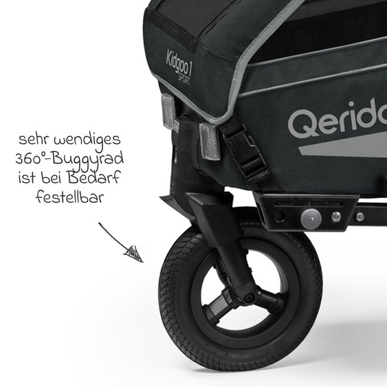 Qeridoo Kinderfahrradanhänger & Buggy Kidgoo 1 Sport für 1 Kind mit Kupplung, Blattfeder-Dämpfsystem (bis 50 kg) - Limited Edition - Grey