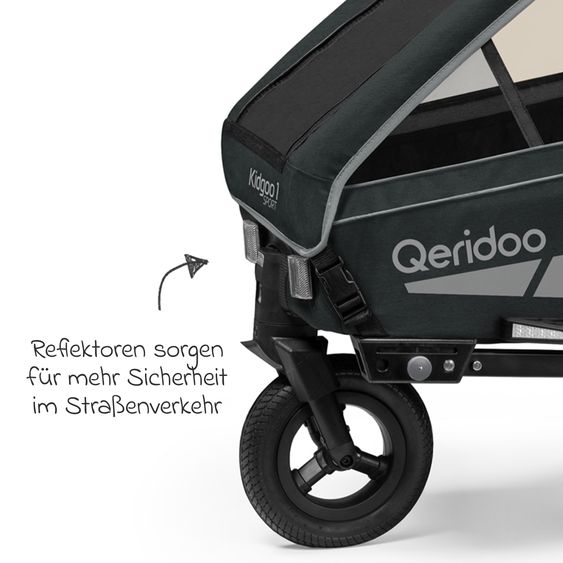 Qeridoo Kinderfahrradanhänger & Buggy Kidgoo 1 Sport für 1 Kind mit Kupplung, Blattfeder-Dämpfsystem (bis 50 kg) - Limited Edition - Grey