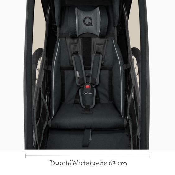 Qeridoo Kinderfahrradanhänger & Buggy Kidgoo 1 Sport für 1 Kind mit Kupplung, Blattfeder-Dämpfsystem (bis 50 kg) - Limited Edition - Grey