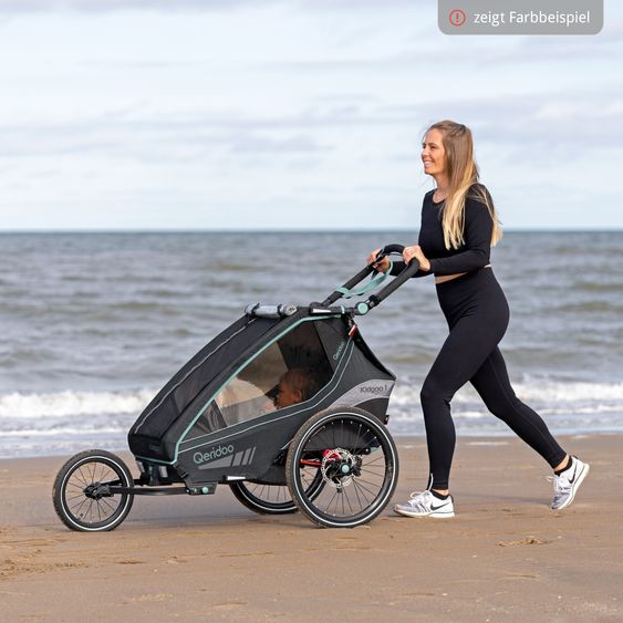 Qeridoo Kinderfahrradanhänger & Buggy Kidgoo 1 Sport für 1 Kind mit Kupplung, Blattfeder-Dämpfsystem (bis 50 kg) - Limited Edition - Grey